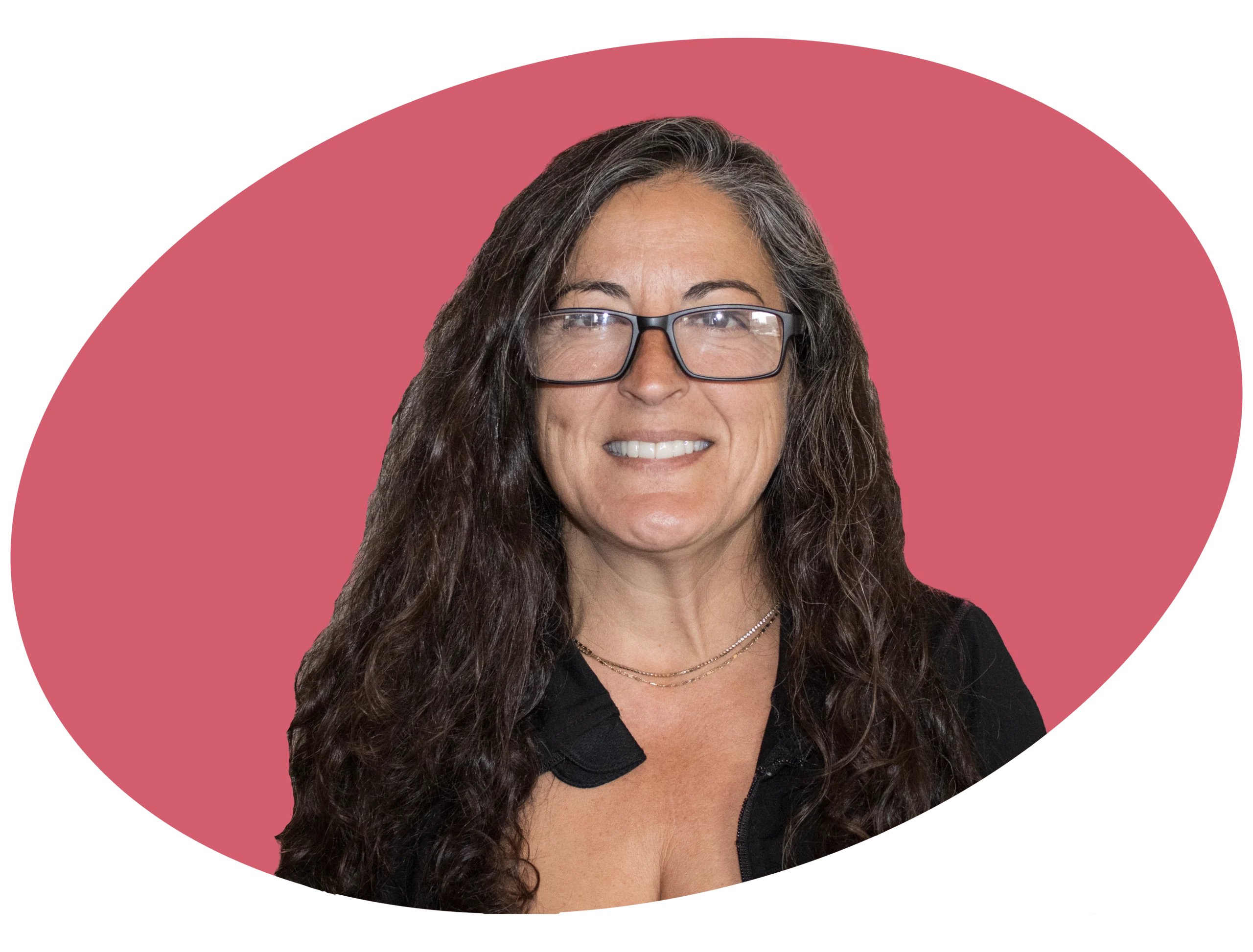 An icon of a friendly woman with glasses